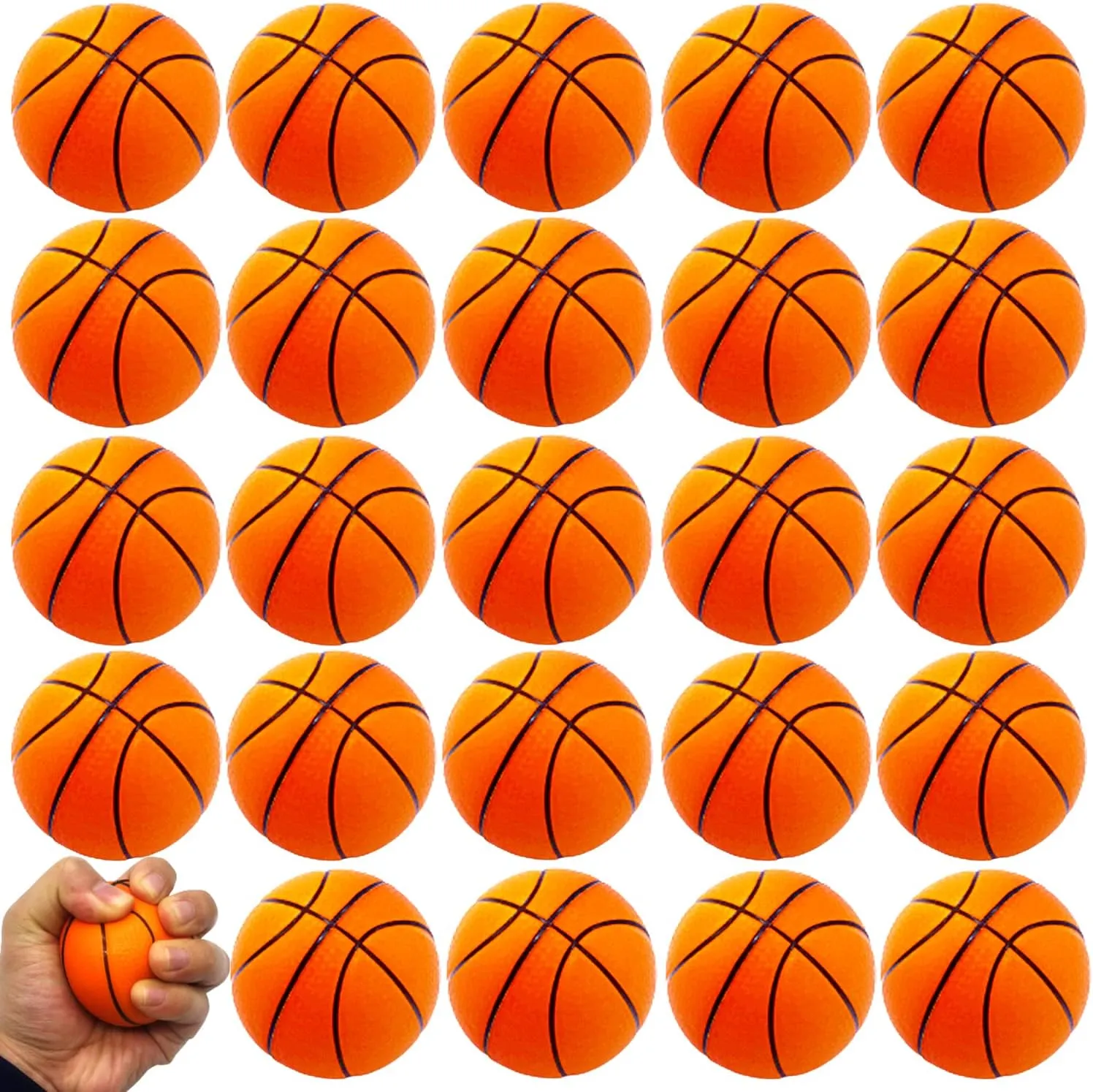 24 Pack 2.5 Inch Basketball Stress Ball,Mini Foam Squeeze Sports Balls for Sport Theme Party Favor,Kids School Reward,Anxiety Relief