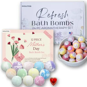 24 pc Refresh Mini Bath Bombs Set & 12 pc Mother's Day Bath Bombs Set Bundle Offer, Luxury Mother's Day Gift Combo, Bath Bombs for Women
