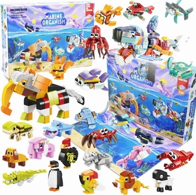 24 Pack Animals Building Blocks Toy, Mini Party Favors Building Set for Goodie Bag Stocking Stuffers Classroom Prizes, Christmas Valentines Easter Birthday Gift for Boys Girls