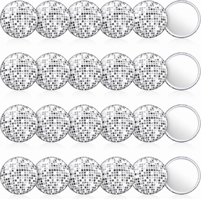 24 Pcs Disco Ball Compact Mirror Bulk 2.7 Inch Vintage Round Pocket Mirrors for Purse Makeup Mini Mirror for Women Disco Party Supply Travel Daily (Silver)