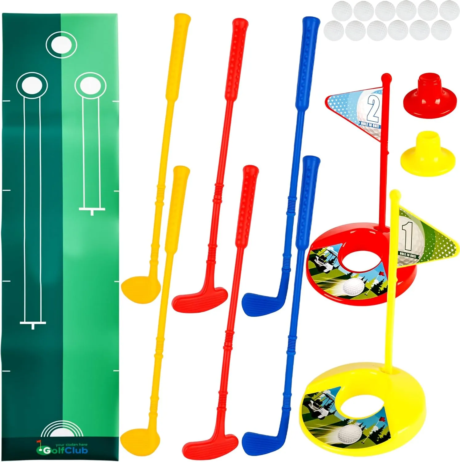 27 Pcs Plastic Mini Golf Set Plastic Toddler Golf Clubs Kids Golf for Outdoor Indoor Educational Golf Birthday Christmas Party Gifts, 3 Colors