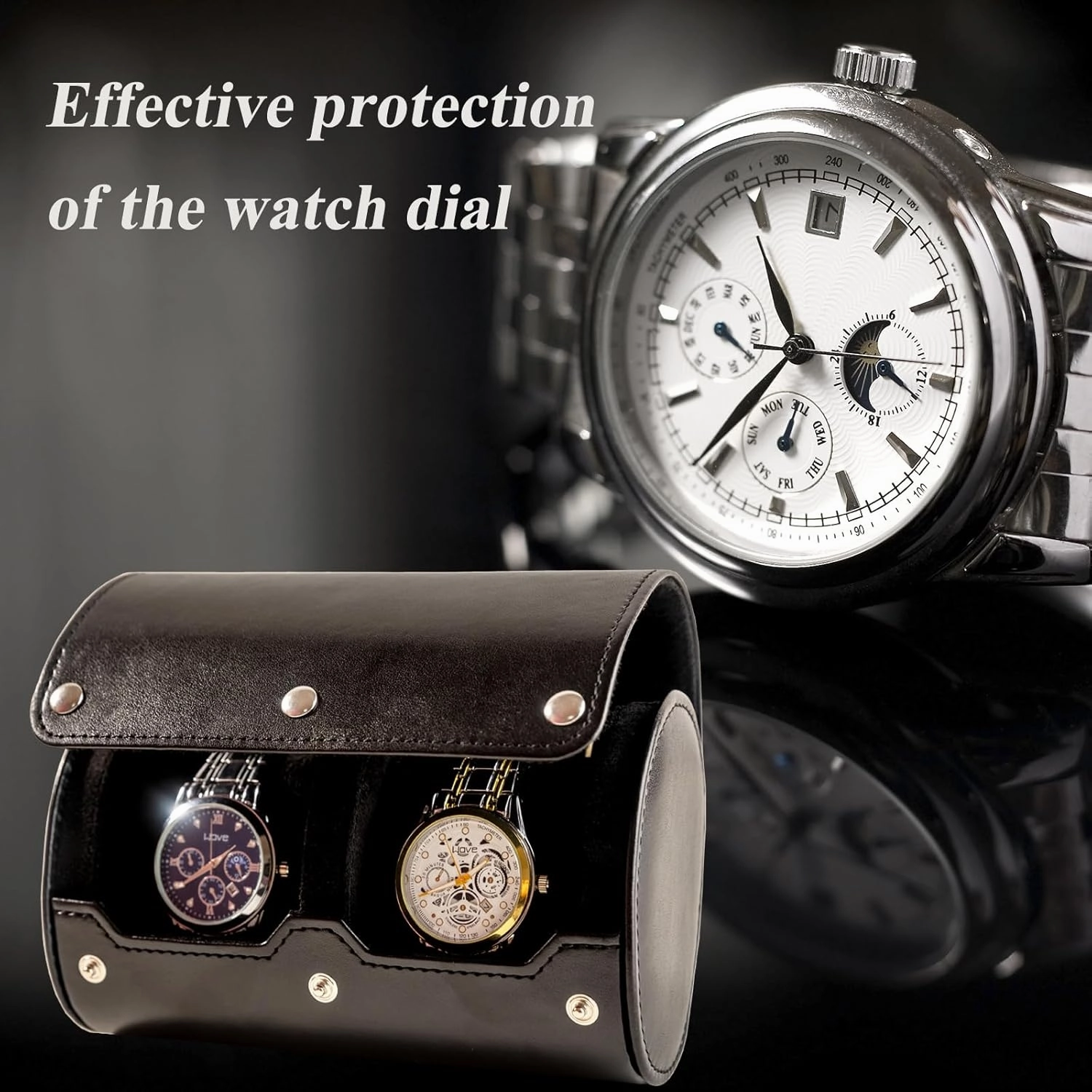 2 Watch Travel Case - Classic Leather Watch Case with Perfect Texture. Watch Carrying Case or Organizer for Storage and Display. Ideal Gift for Men Traveling, All Handmade by Artisans