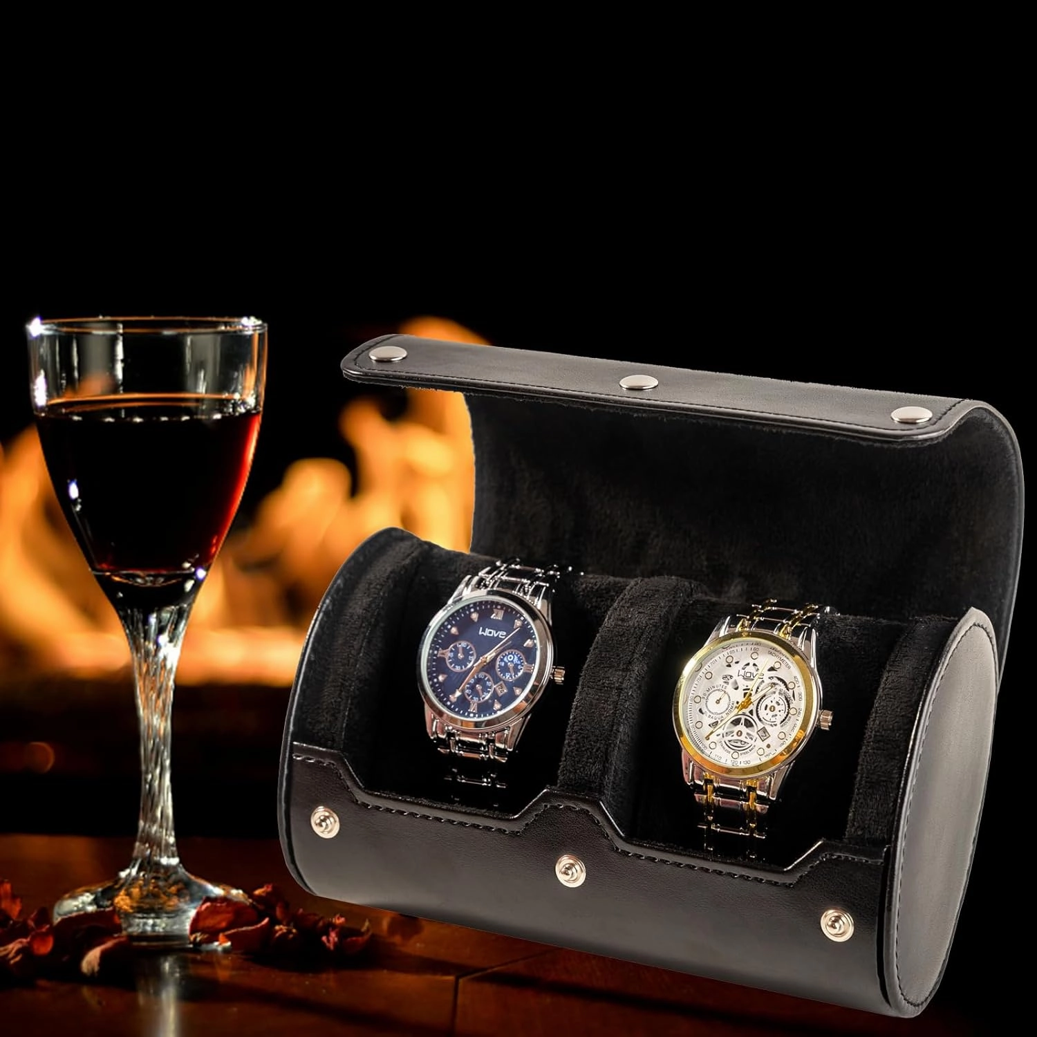 2 Watch Travel Case - Classic Leather Watch Case with Perfect Texture. Watch Carrying Case or Organizer for Storage and Display. Ideal Gift for Men Traveling, All Handmade by Artisans