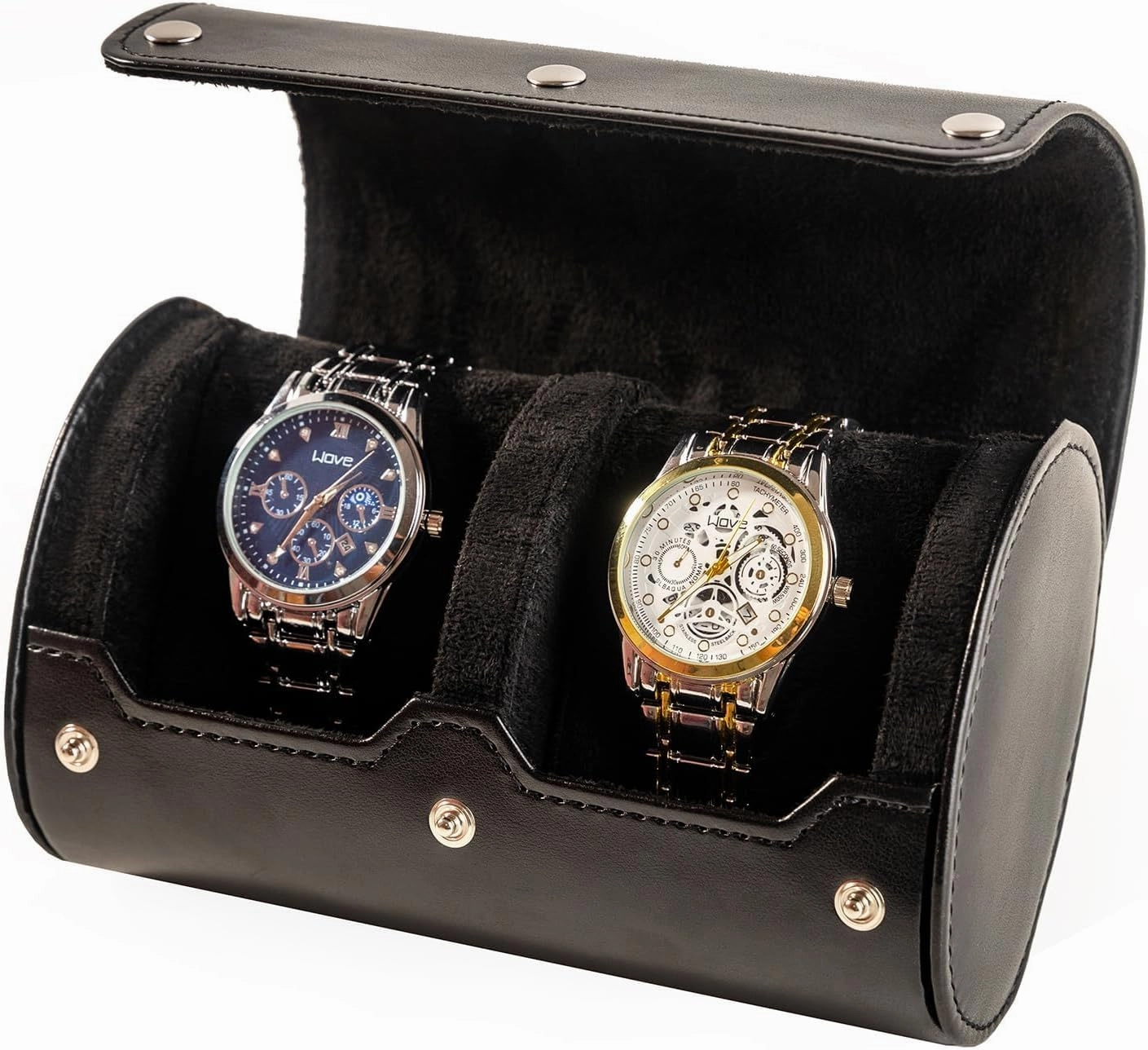 2 Watch Travel Case - Classic Leather Watch Case with Perfect Texture. Watch Carrying Case or Organizer for Storage and Display. Ideal Gift for Men Traveling, All Handmade by Artisans