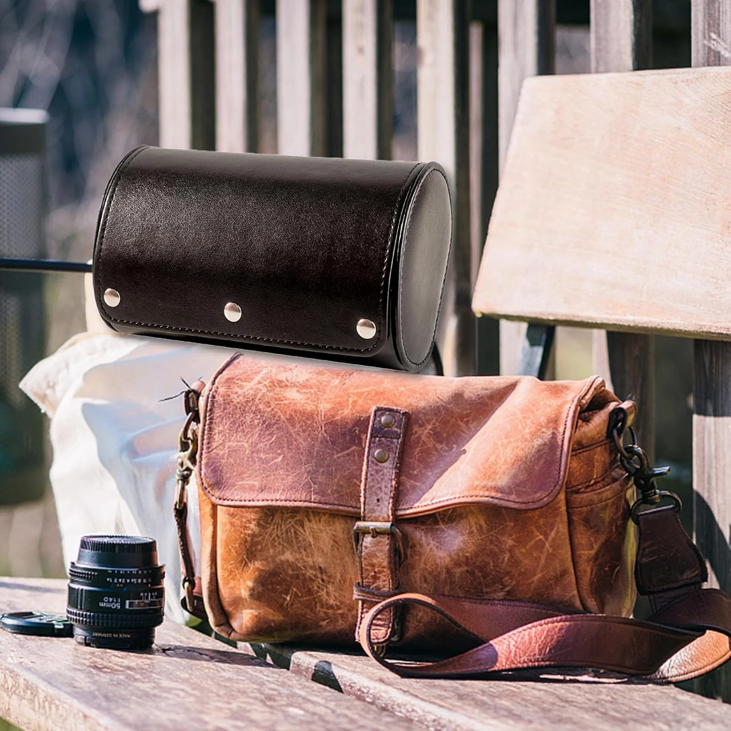 2 Watch Travel Case - Classic Leather Watch Case with Perfect Texture. Watch Carrying Case or Organizer for Storage and Display. Ideal Gift for Men Traveling, All Handmade by Artisans