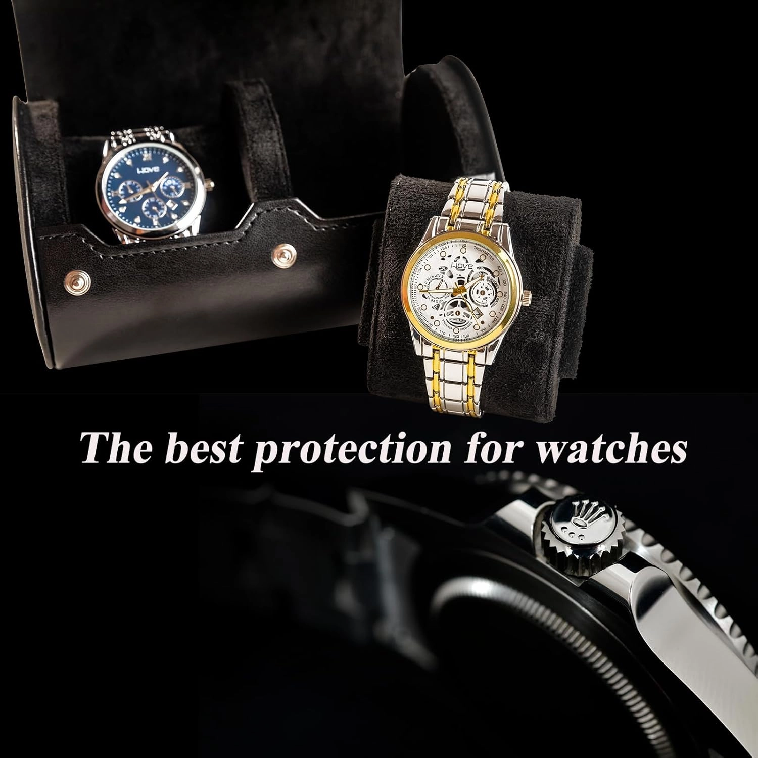 2 Watch Travel Case - Classic Leather Watch Case with Perfect Texture. Watch Carrying Case or Organizer for Storage and Display. Ideal Gift for Men Traveling, All Handmade by Artisans