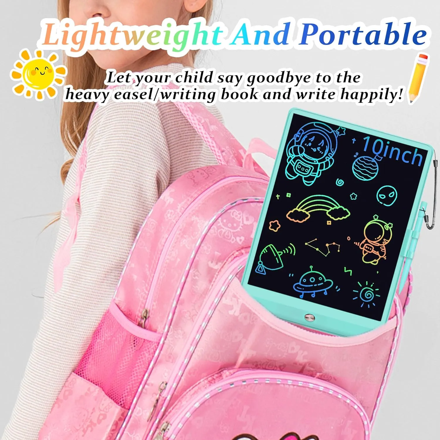 2Pack-10 Inch LCD Writing Tablet for Kids - Colorful Doodle Board Drawing Pad, Erasable Electronic Board with Anti-Lost Stylus Pen, Educational Learning Toys (Blue Blue)