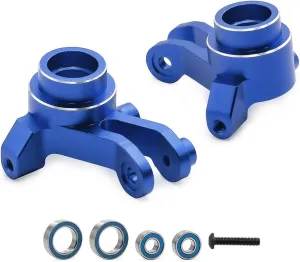 2Pcs Aluminum Alloy Front Steering Blocks with Bearing for TRAXXAS MINI MAXX Monster TRUCK-107154-1/TRAXXAS MINI XRT-108076-1 Upgrades Part (Blue)