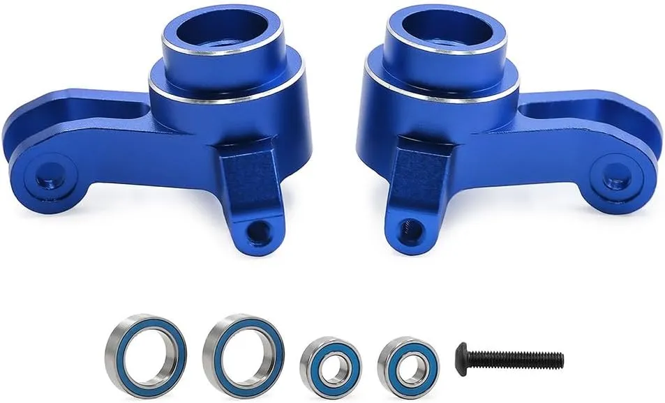 2Pcs Aluminum Alloy Front Steering Blocks with Bearing for TRAXXAS MINI MAXX Monster TRUCK-107154-1/TRAXXAS MINI XRT-108076-1 Upgrades Part (Blue)
