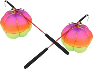 2pcs Inflatable Latex Bouncy Balls with Jumping Equipment for Indoor/Sports Motor Skill Toy Rainbow Colored Balls with String Bag Random Color
