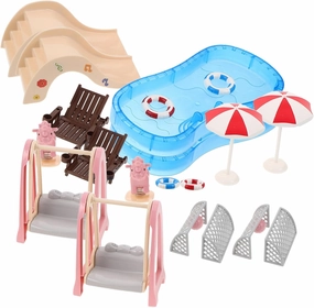 2Sets Miniature Dollhouse Pool Set with Swim Accessories of Dollhouse Furniture Garden Accessories for Creative Play and Storytelling Fun