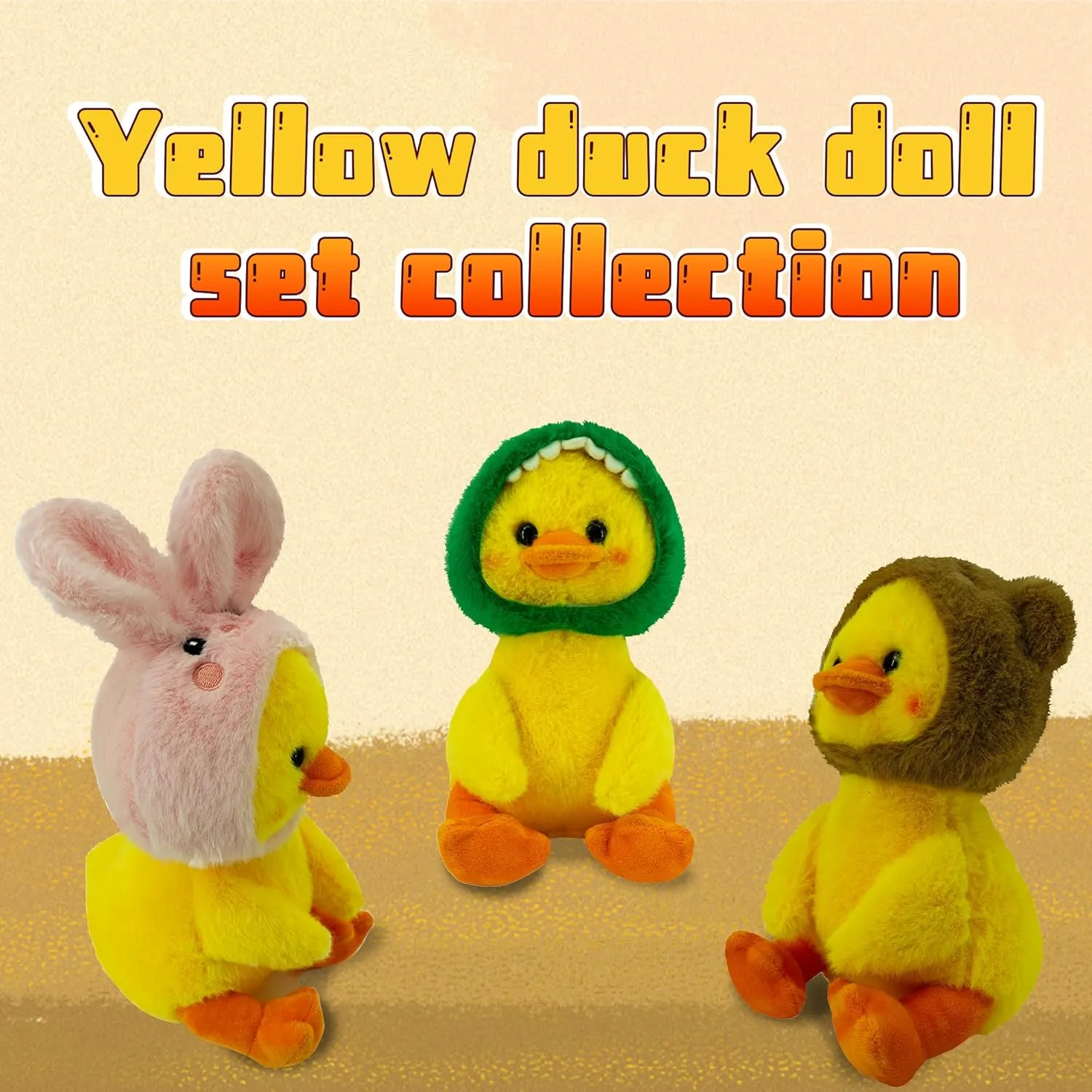 3 Pcs Duck Stuffed Animal Plush Ducks Plushie Plushies Toy Yellow Halloween Cute Yoys