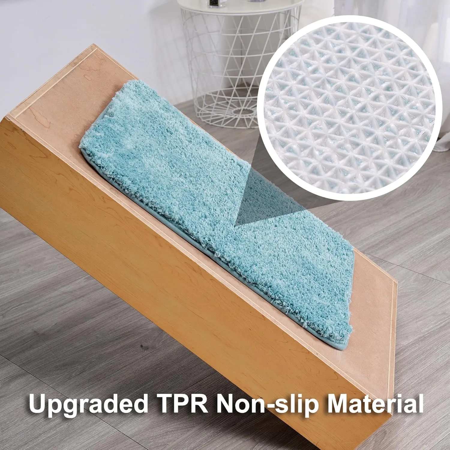 3 Pieces Luxury Bathroom Rug Set with U-Shaped Toilet Rug, Non-Slip Rubber Bottom, Thick Microfiber Fluffy Plush, Water absorption, Quick Dry, Ultra Soft, Bath Mats for Bathroom, Tub(Lake Blue)