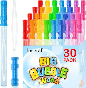 30 Pack 14’’ Big Bubble Wands, 8 Colors 1 hole wands x30 for Summer Toy, Outdoor/Indoor Activity, Easter, Birthday, Graduation, Bubbles Party Favors for Kids