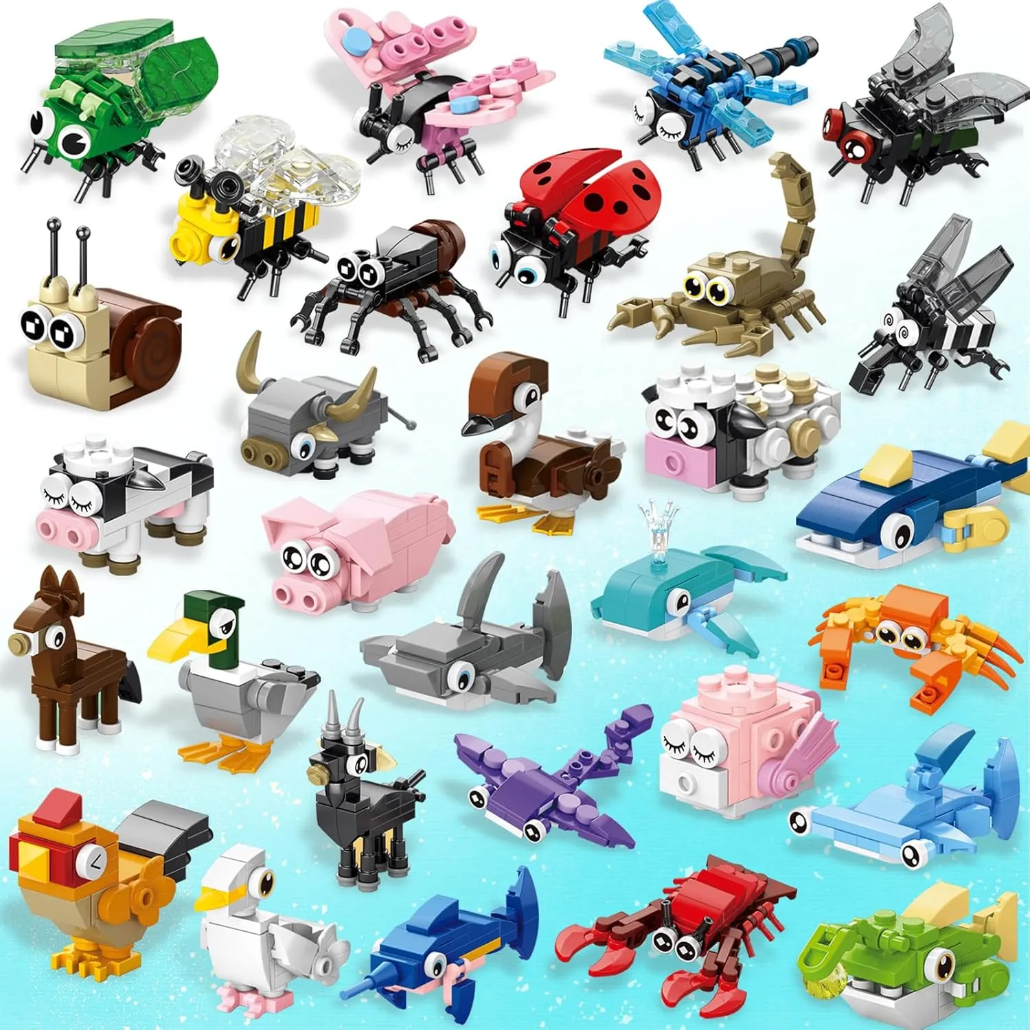 30 Pack Party Favors Building Set for Kids, Mini Animals Building Block Toy, Classroom Prizes Goodie Bags Stuffer, Easter Gifts Birthday for Boy Girls Age