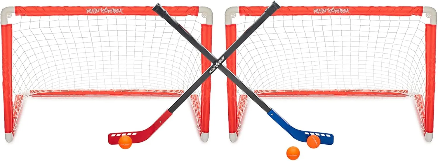 36" Mini Hockey Fold & Goal Combo - Portable, No Assembly Required, All-in-One Set with Hockey Nets, Sticks & Balls - Ideal for Kids of All Ages.