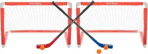 36" Mini Hockey Fold & Goal Combo - Portable, No Assembly Required, All-in-One Set with Hockey Nets, Sticks & Balls - Ideal for Kids of All Ages.