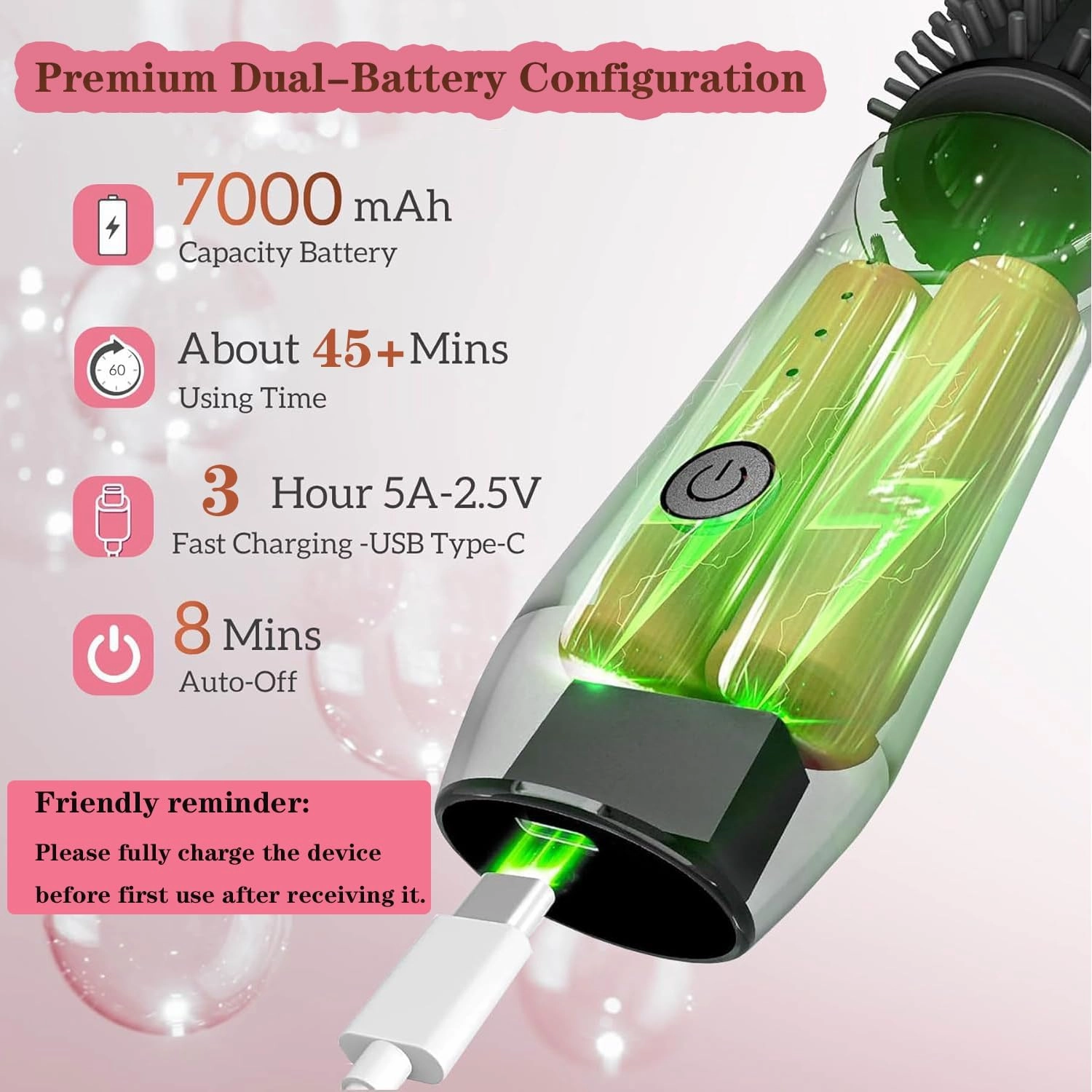 3-in-1 Cordless Curling Brush Iron & Heated Round Curling Brush & Hair Straightener Brush, Portable Rechargeable Travel Hair Curler for Women