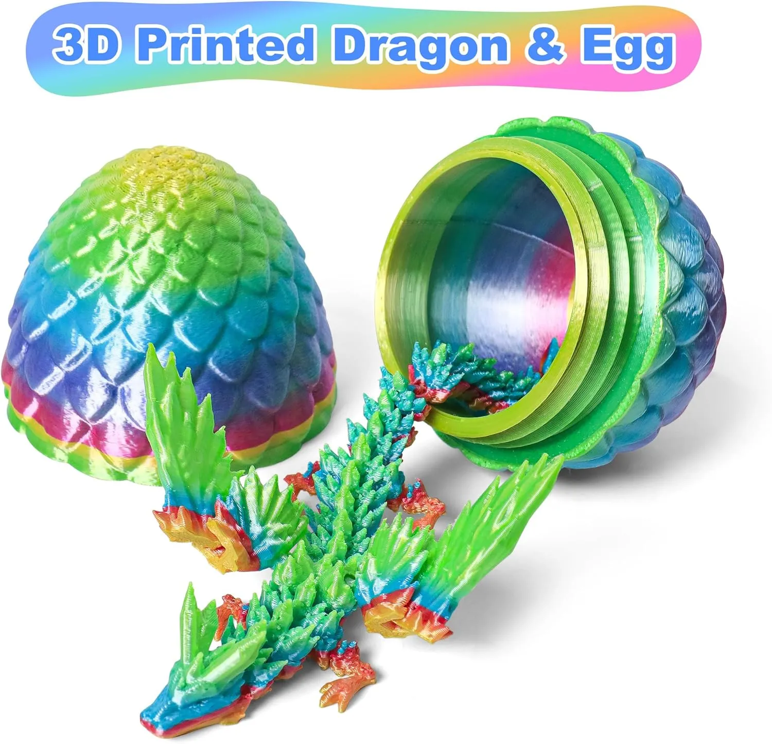 3D Printed Dragon Eggs with Dragon Inside, Easter Mystery Dragon Egg Articulated Crystal Dragon Fidget Toy, Surprise 3D Printed Dragon Egg with Wings Flying Animals Toy Easter Basket Stuffers 4PCS(C)