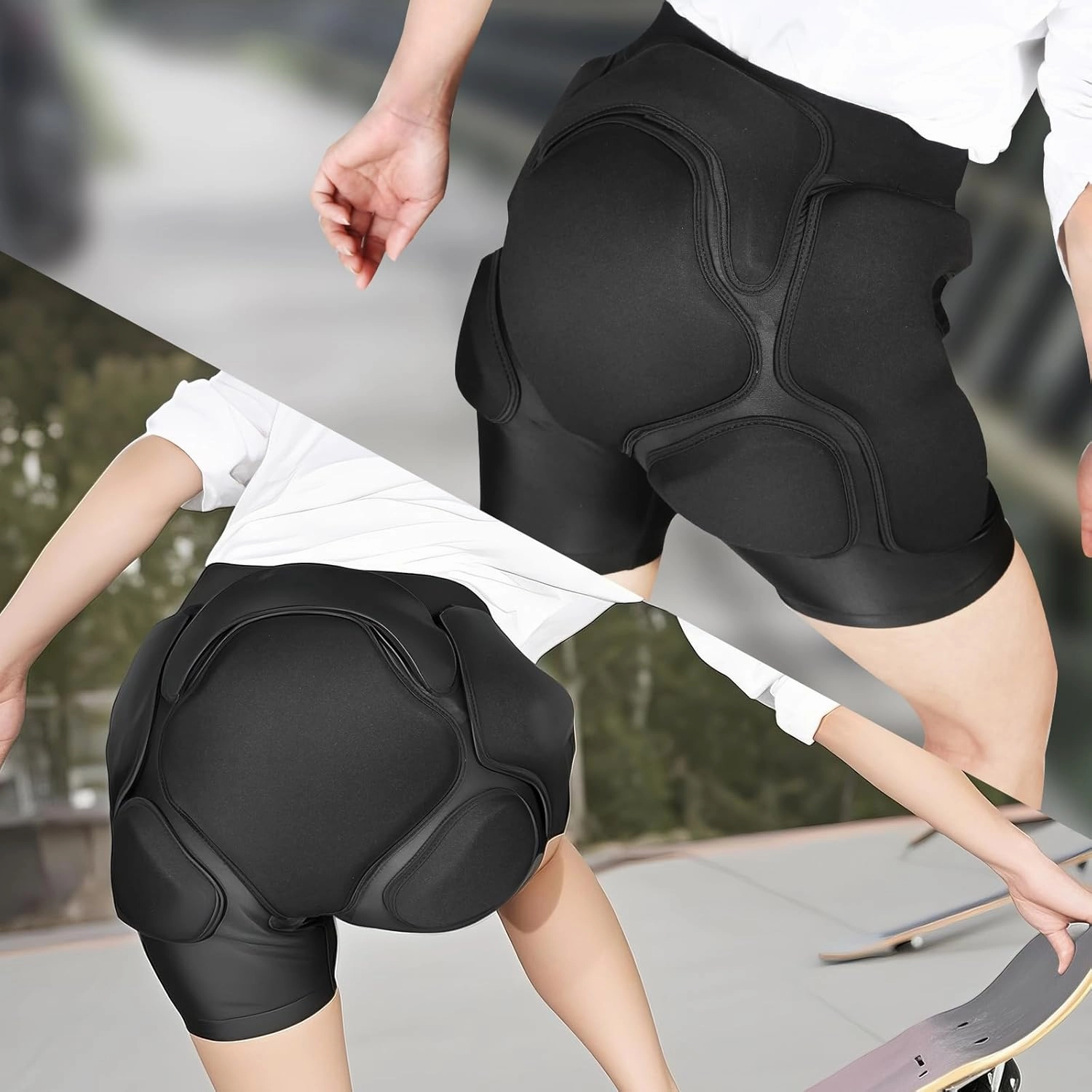 3D Protection Padded Shorts, Hip Butt Tailbone Crash Pad Pants, Impact Protective Gear for Figure Skating Snowboarding Ski Roller Skateboard