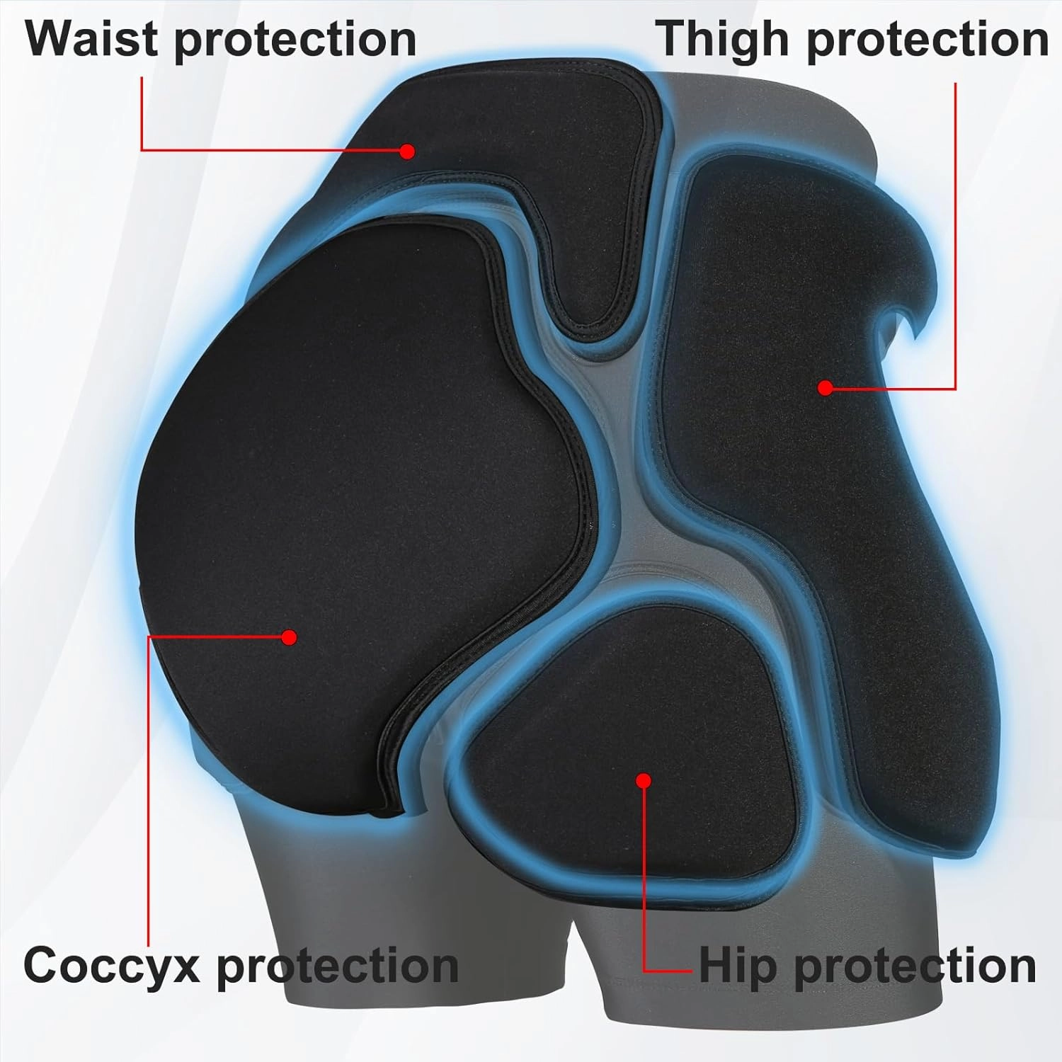 3D Protection Padded Shorts, Hip Butt Tailbone Crash Pad Pants, Impact Protective Gear for Figure Skating Snowboarding Ski Roller Skateboard