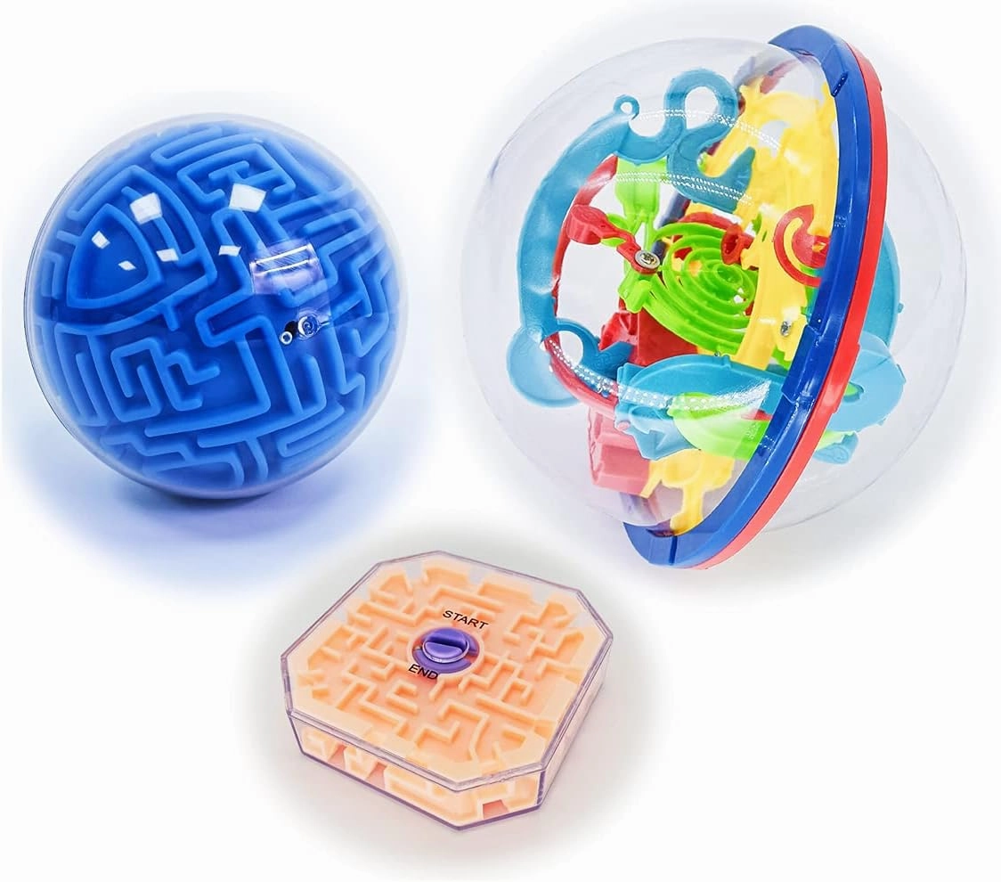 3D Puzzle Game Ball and Mini Cube, 3D Maze Ball, Brain Teaser Puzzles Sphere Globe Game and Training Labyrinth Toy Gifts for Kids, Educational Toy