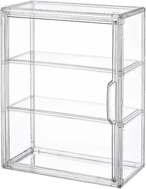 3Pack 3 Tiers Clear Display Case for Figures, Acrylic Storage Organizers Box with Magnetic Door, Wall-Mounted Dustproof Showcase for Collectibles Action Figure
