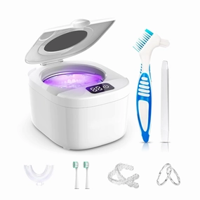 45kHz Ultrasonic Denture & Retainer Cleaner Machine - Professional Multi-Use Cleaner for Dentures, Retainers, Mouthguards, Jewelry, Small Tools | Heavy Duty Home & Dental Office Use