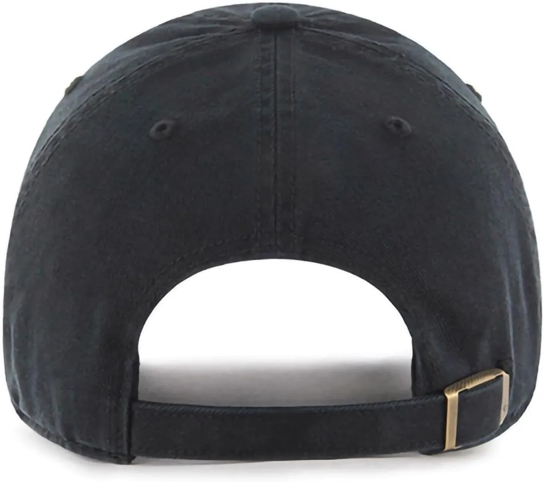 47 Brand MLB Black Black Primary Logo Clean Up Adjustable Baseball Cap Hat, Adult One Size Fits All