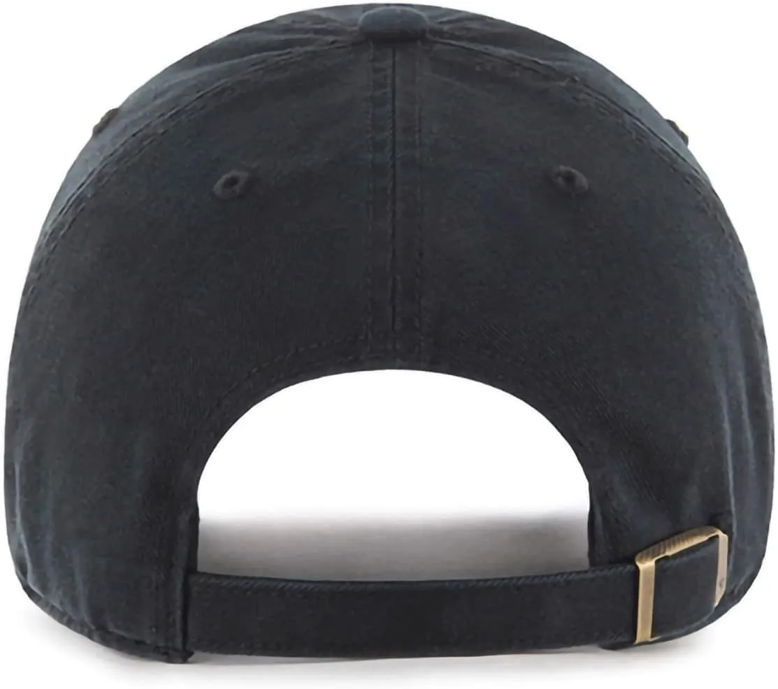 47 Brand MLB Black Black Primary Logo Clean Up Adjustable Baseball Cap Hat, Adult One Size Fits All