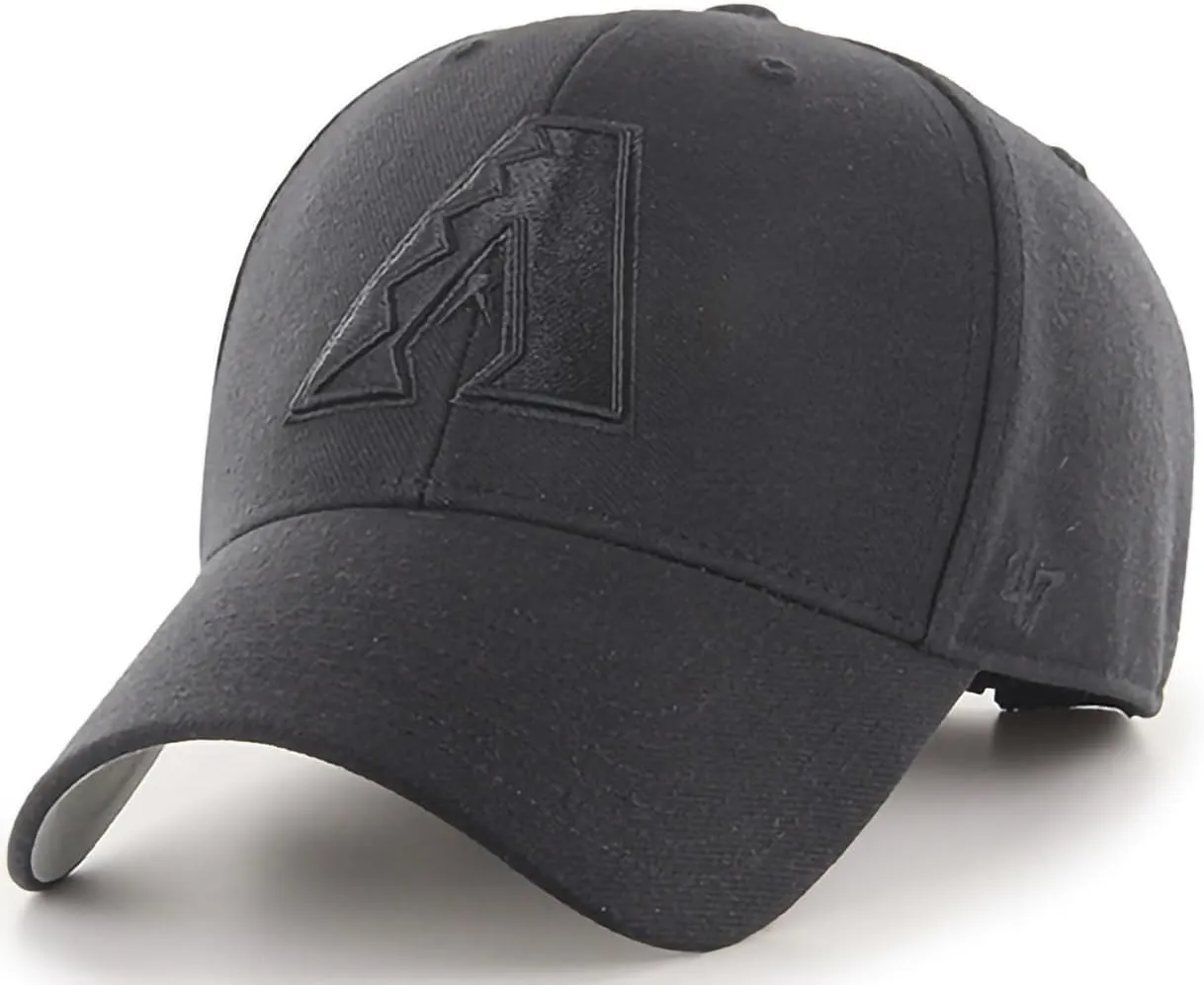 47 Brand MLB Black Black Primary Logo MVP Adjustable Structure Baseball Cap Hat, Adult One Size Fits All