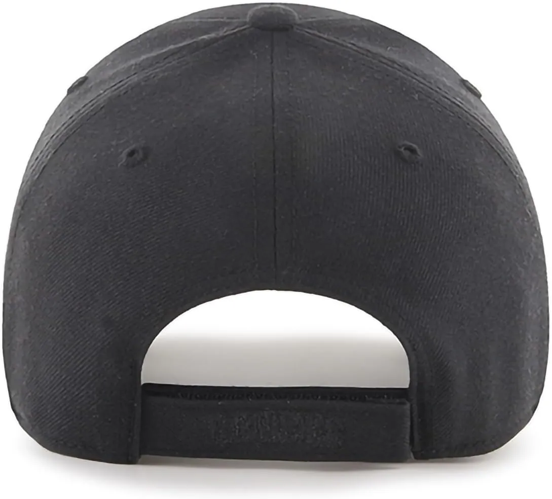 47 Brand MLB Black Black Primary Logo MVP Adjustable Structure Baseball Cap Hat, Adult One Size Fits All