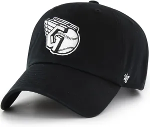 47 Brand MLB Black White Outline Primary Logo Clean Up Adjustable Baseball Cap Hat, Adult One Size Fits All