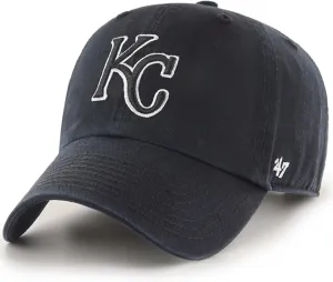 47 Brand MLB Black White Outline Primary Logo Clean Up Adjustable Baseball Cap Hat, Adult One Size Fits All