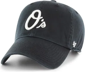 47 Brand MLB Black White Primary Logo Clean Up Adjustable Baseball Cap Hat, Adult One Size Fits All