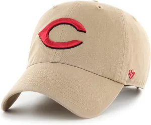 47 Brand MLB Khaki Primary Logo Clean Up Adjustable Strap Baseball Dad Hat Cap, Adult One Size Fits All