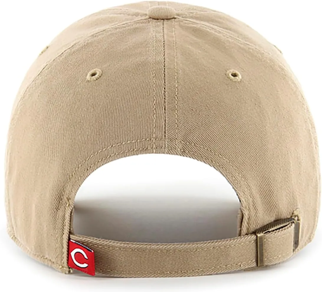 47 Brand MLB Khaki Primary Logo Clean Up Adjustable Strap Baseball Dad Hat Cap, Adult One Size Fits All