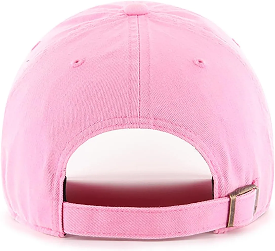 47 Brand MLB Rose Pink Primary Logo Clean Up Adjustable Baseball Cap Hat, Adult One Size Fits All