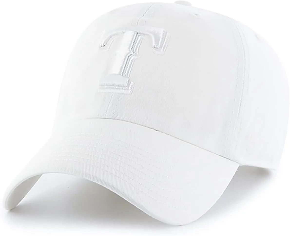 47 Brand MLB White White Primary Logo Clean Up Adjustable Baseball Cap Hat, Adult One Size Fits All