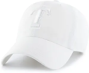 47 Brand MLB White White Primary Logo Clean Up Adjustable Baseball Cap Hat, Adult One Size Fits All