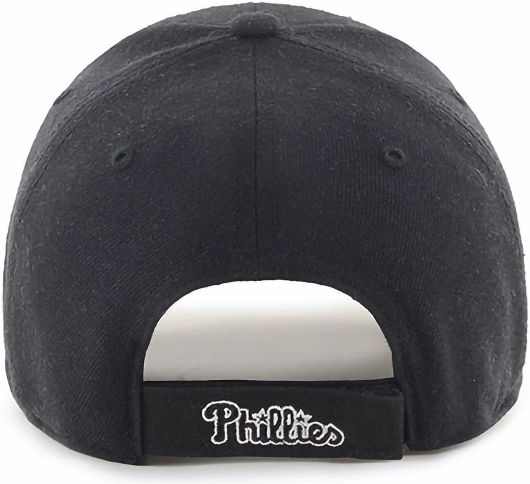 47 Brand MLB Black White Primary Logo MVP Adjustable Structure Baseball Cap Hat, Adult One Size Fits All