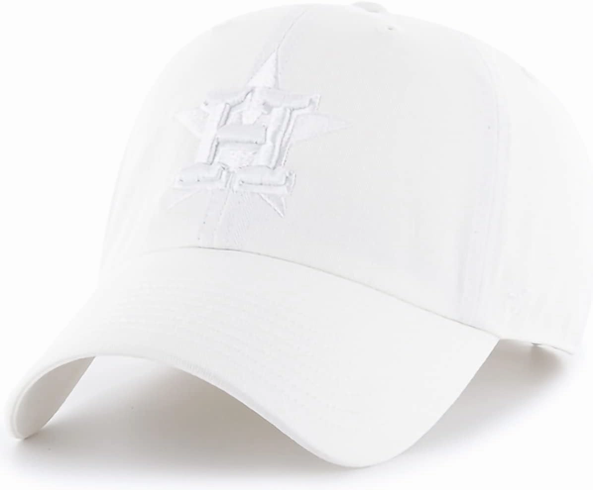 47 Brand MLB White White Primary Logo Clean Up Adjustable Baseball Cap Hat, Adult One Size Fits All