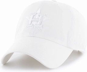 47 Brand MLB White White Primary Logo Clean Up Adjustable Baseball Cap Hat, Adult One Size Fits All