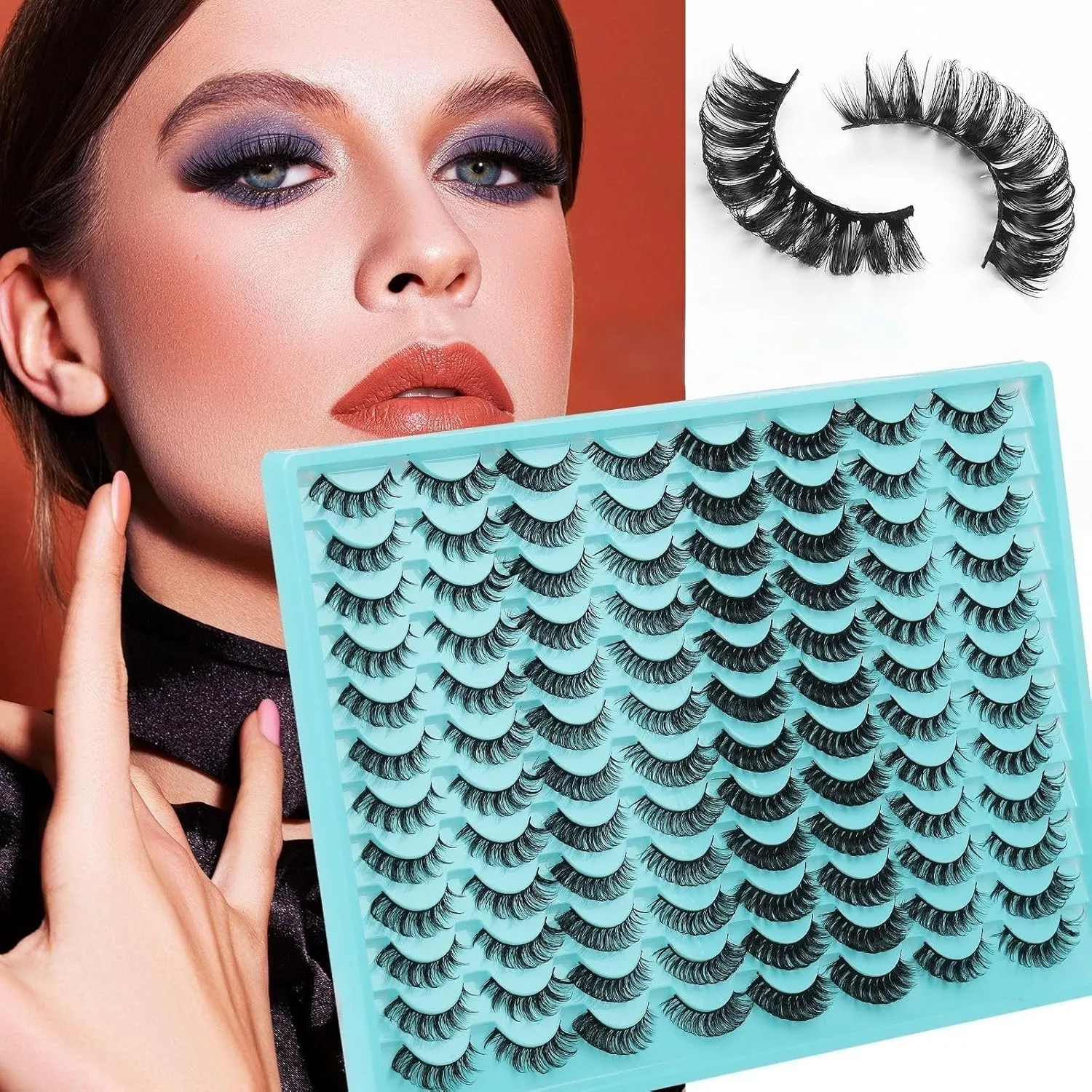 48 Pairs False Eyelashes, Lash Extensions Cat Eye Faux Mink Lashes Natural Look Fluffy Wispy Lashes High-Capacity Lash Set