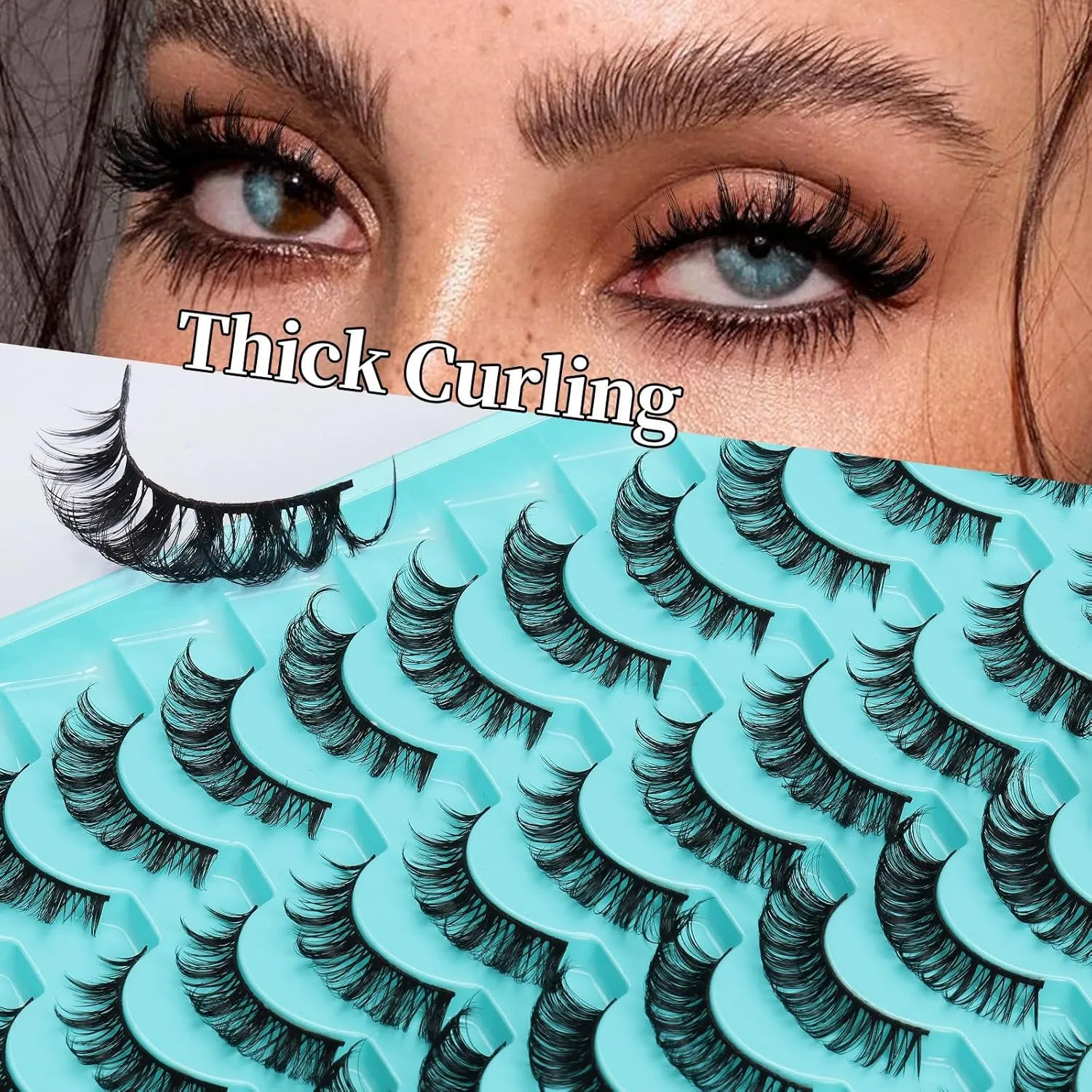 48 Pairs False Eyelashes, Lash Extensions Cat Eye Faux Mink Lashes Natural Look Fluffy Wispy Lashes High-Capacity Lash Set