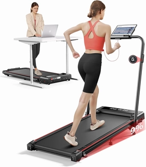 4 In 1 Foldable Walking Pad Treadmill with Incline and Handle Bar, 2.5HP with Dual Display and Mute Remote, Under Desk Treadmills for Home with App Bluetooth Folding Treadmill for Small Space