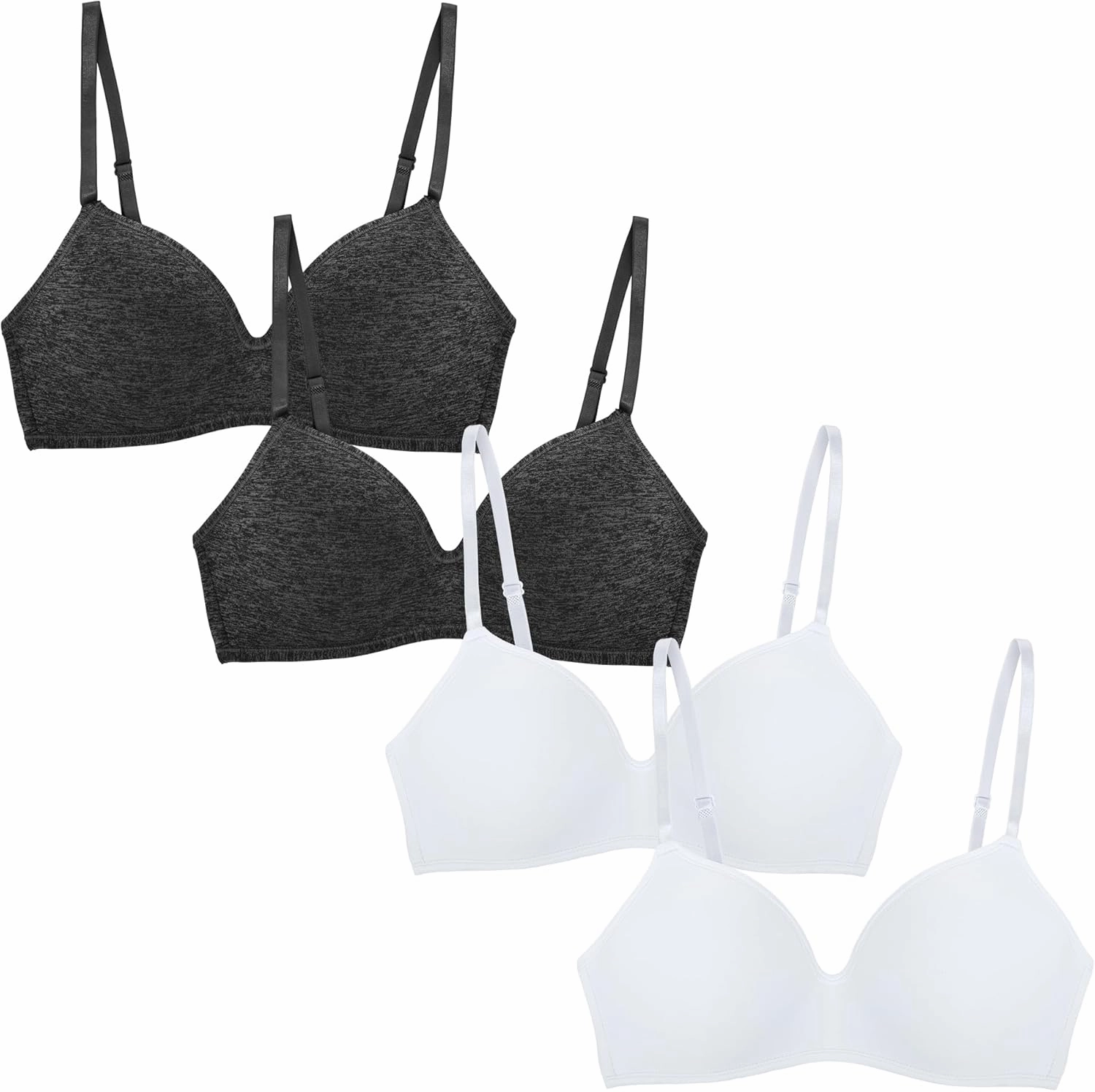 4 Pack Wirefree Bra - Women's Flexible Soft Foam Wireless No Wire Soft Pad T Shirt Bra Value Pack