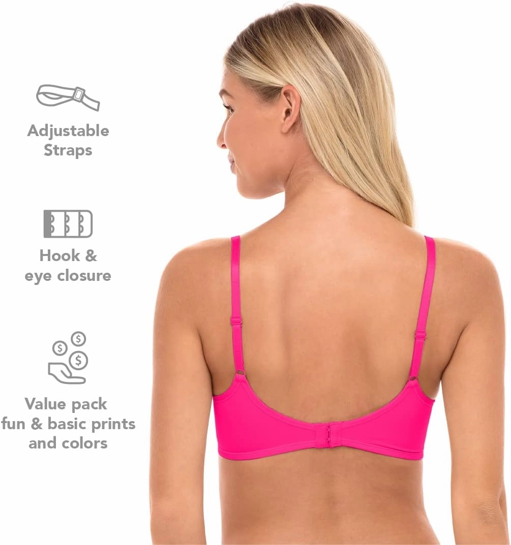 4 Pack Wirefree Bra - Women's Flexible Soft Foam Wireless No Wire Soft Pad T Shirt Bra Value Pack