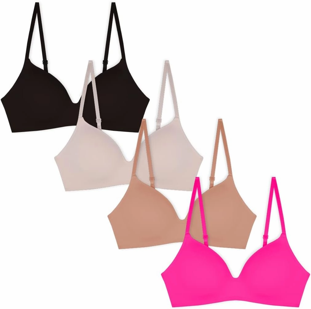 4 Pack Wirefree Bra - Women's Flexible Soft Foam Wireless No Wire Soft Pad T Shirt Bra Value Pack