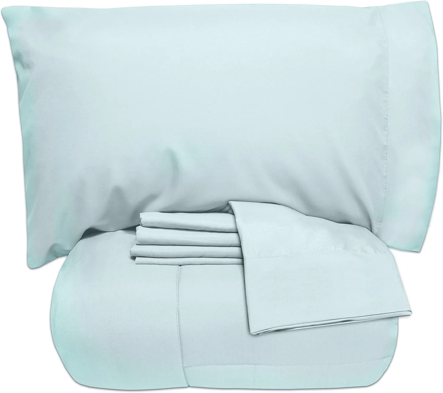 5 Piece King Comforter Set All Season Soft Down Alternative Blanket & Luxurious Cotton Fits Mattress Up to 18" Deep Pocket Bed 4 Piece Sheet Set Aqua Blue
